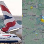 O mapa de avião do Reino Unido mostra os foos de viagem com um grande número de vôo com Heathrow